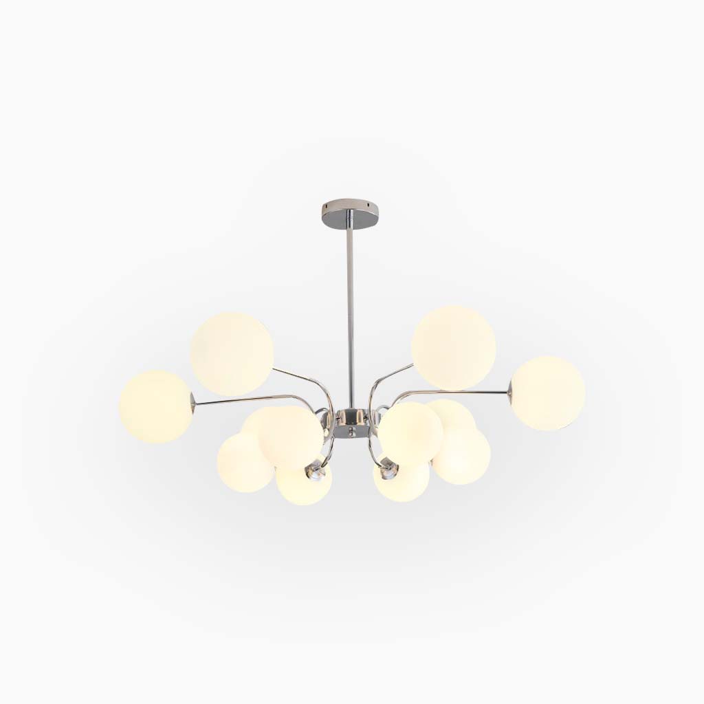 Glaskugel-Kronleuchter im nordisch-modernen Stil, verstellbare Eisen-Hängelampe, Wohnzimmer, Schlafzimmer, Esszimmer | Sansoti