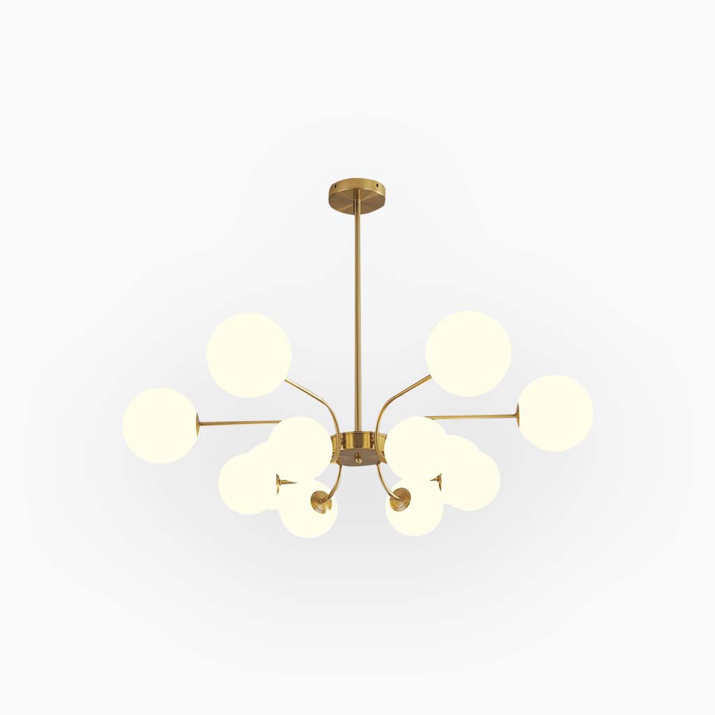 Glaskugel-Kronleuchter im nordisch-modernen Stil, verstellbare Eisen-Hängelampe, Wohnzimmer, Schlafzimmer, Esszimmer | Sansoti