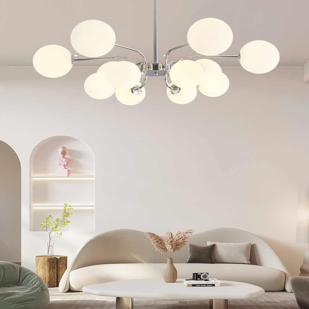 Glaskugel-Kronleuchter im nordisch-modernen Stil, verstellbare Eisen-Hängelampe, Wohnzimmer, Schlafzimmer, Esszimmer | Sansoti