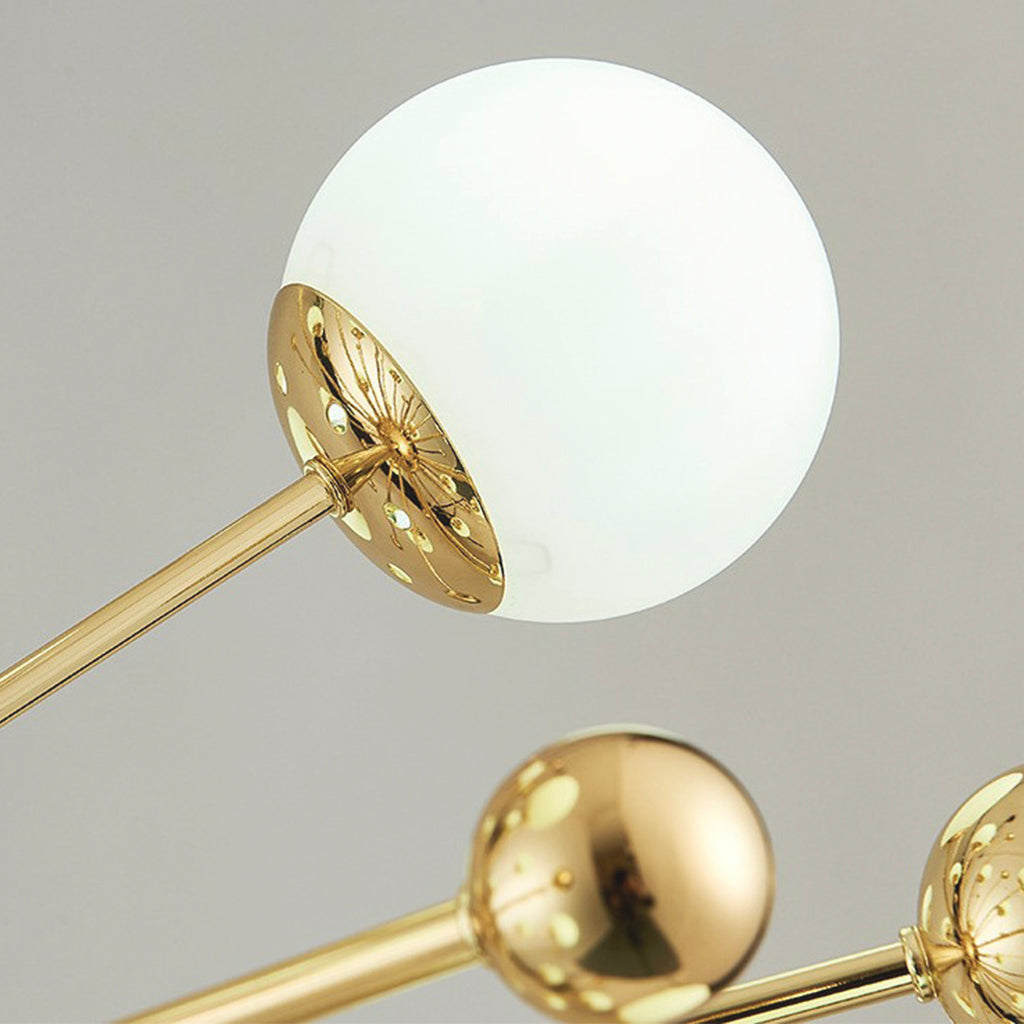 Glas-Hängeleuchte Goldfarben mit Milchglas Modernes Sputnik-Design 11–18 Leuchtpunkte Verstellbar Wohnzimmer | Sansoti