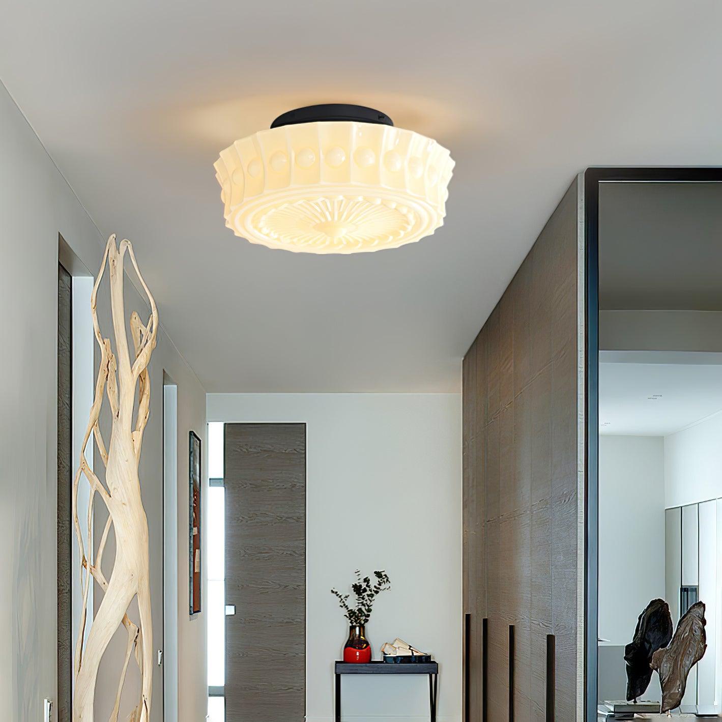 Plafondlamp Metalen Frame Glazen Kap Ø36-45cm Klassiek Industrieel Design voor Woonkamer Eetkamer Hal E26 E27 3-4 Lichtpunten Wandmontage Hardwired Plafondverlichting Modern Chique | Sansoti