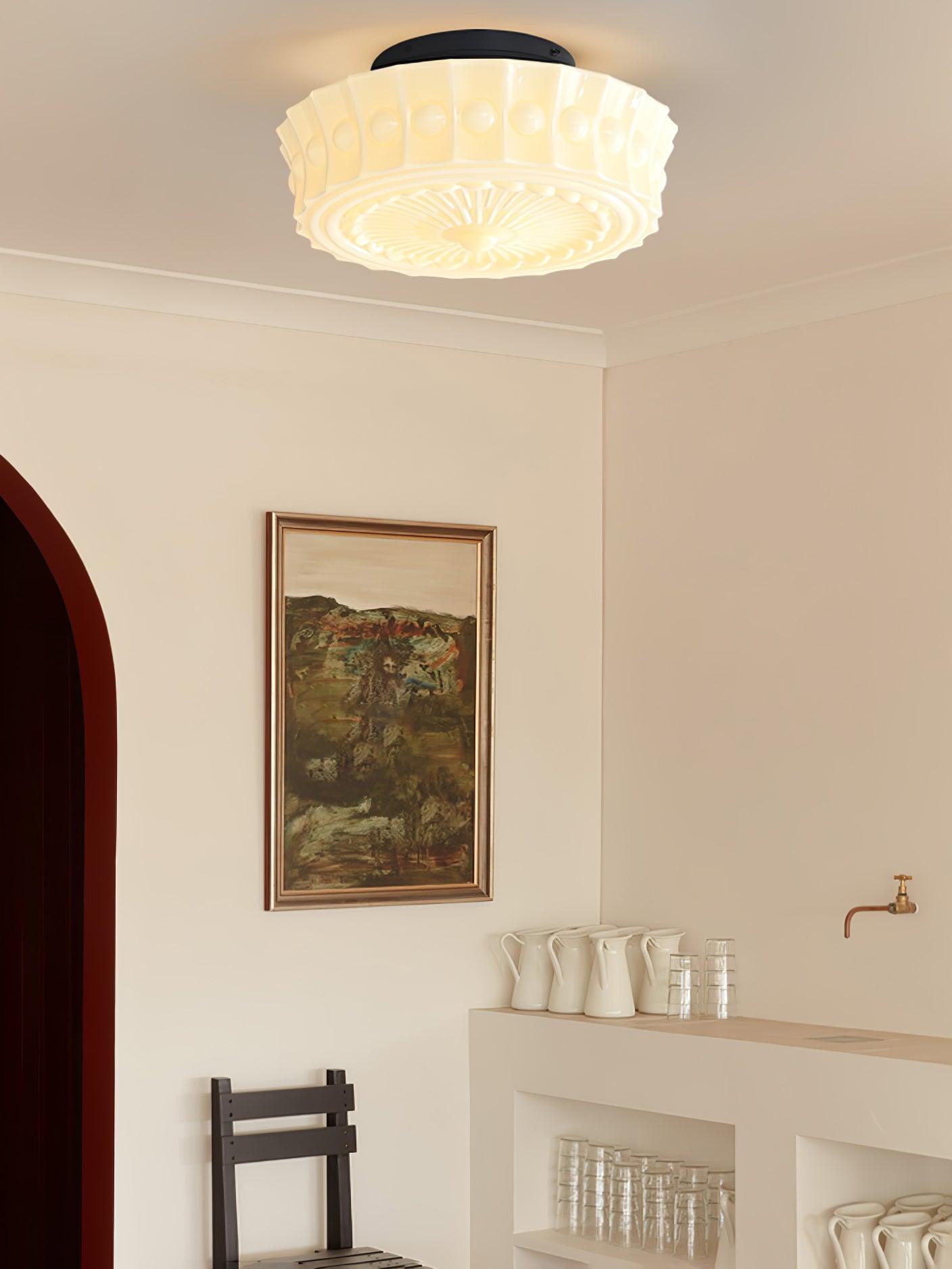 Plafondlamp Metalen Frame Glazen Kap Ø36-45cm Klassiek Industrieel Design voor Woonkamer Eetkamer Hal E26 E27 3-4 Lichtpunten Wandmontage Hardwired Plafondverlichting Modern Chique | Sansoti