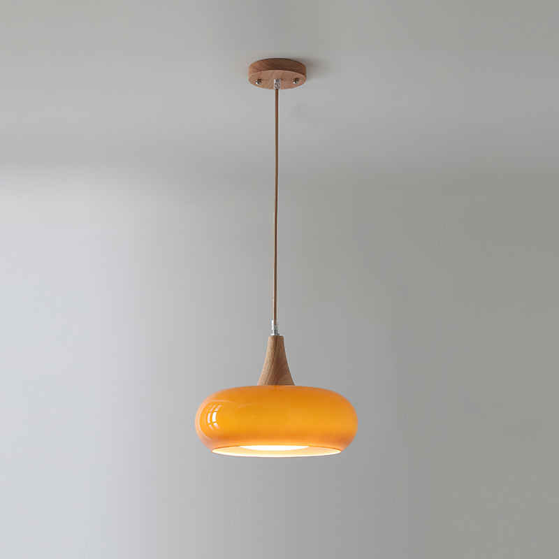 Glazen Hanglamp met Houten Frame – Elegant & Sfeervol – Perfect voor Eetkamer Woonkamer Slaapkamer Kantoor | Sansoti