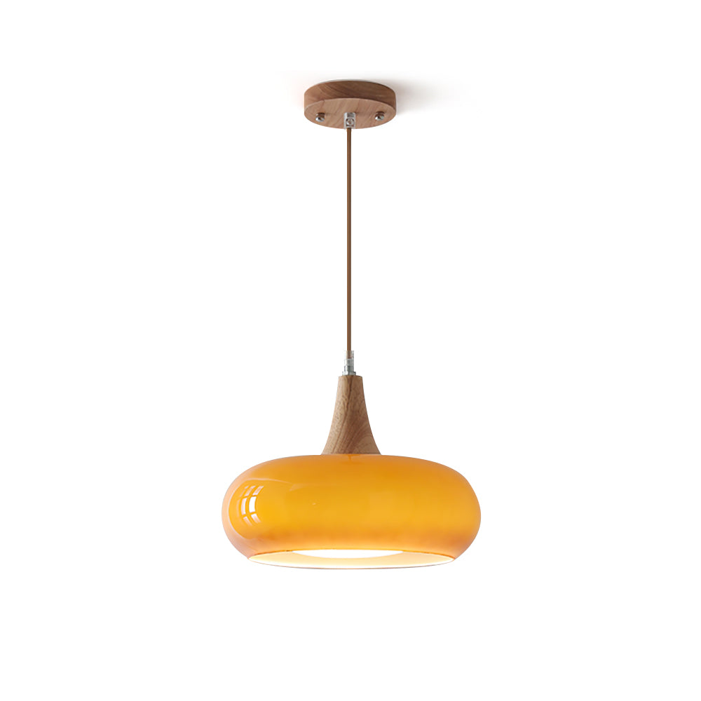 Glazen Hanglamp met Houten Frame – Elegant & Sfeervol – Perfect voor Eetkamer Woonkamer Slaapkamer Kantoor | Sansoti