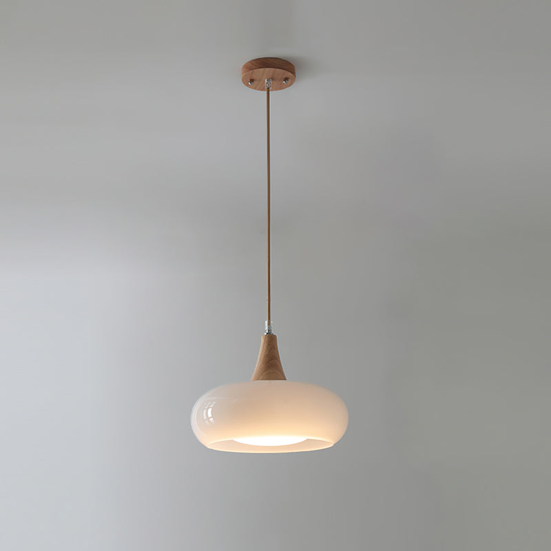 Glazen Hanglamp met Houten Frame – Elegant & Sfeervol – Perfect voor Eetkamer Woonkamer Slaapkamer Kantoor | Sansoti