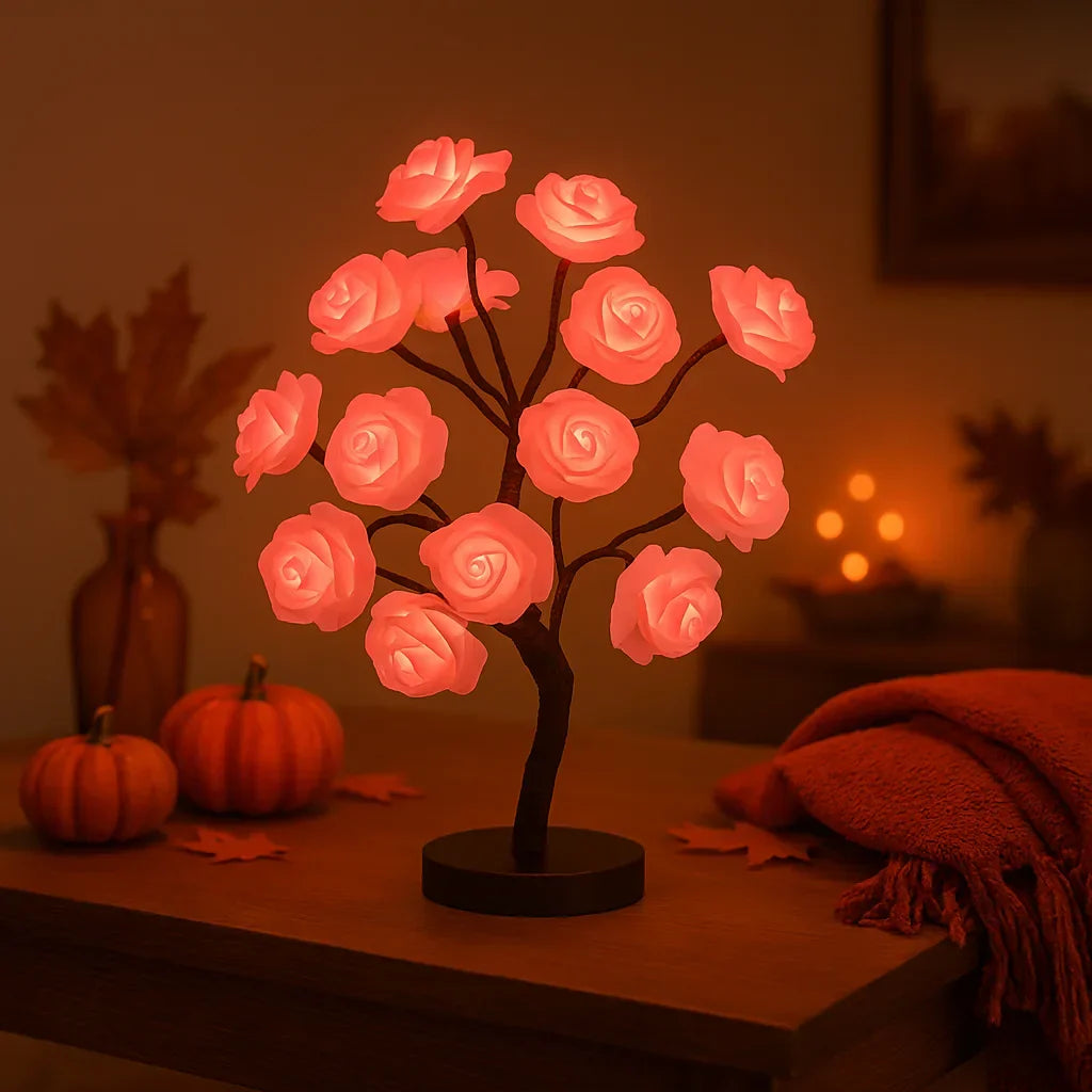 Decorative LED Flower Tree with Pink Blossoms for Ambient Indoor Lighting 40cm | Sansoti