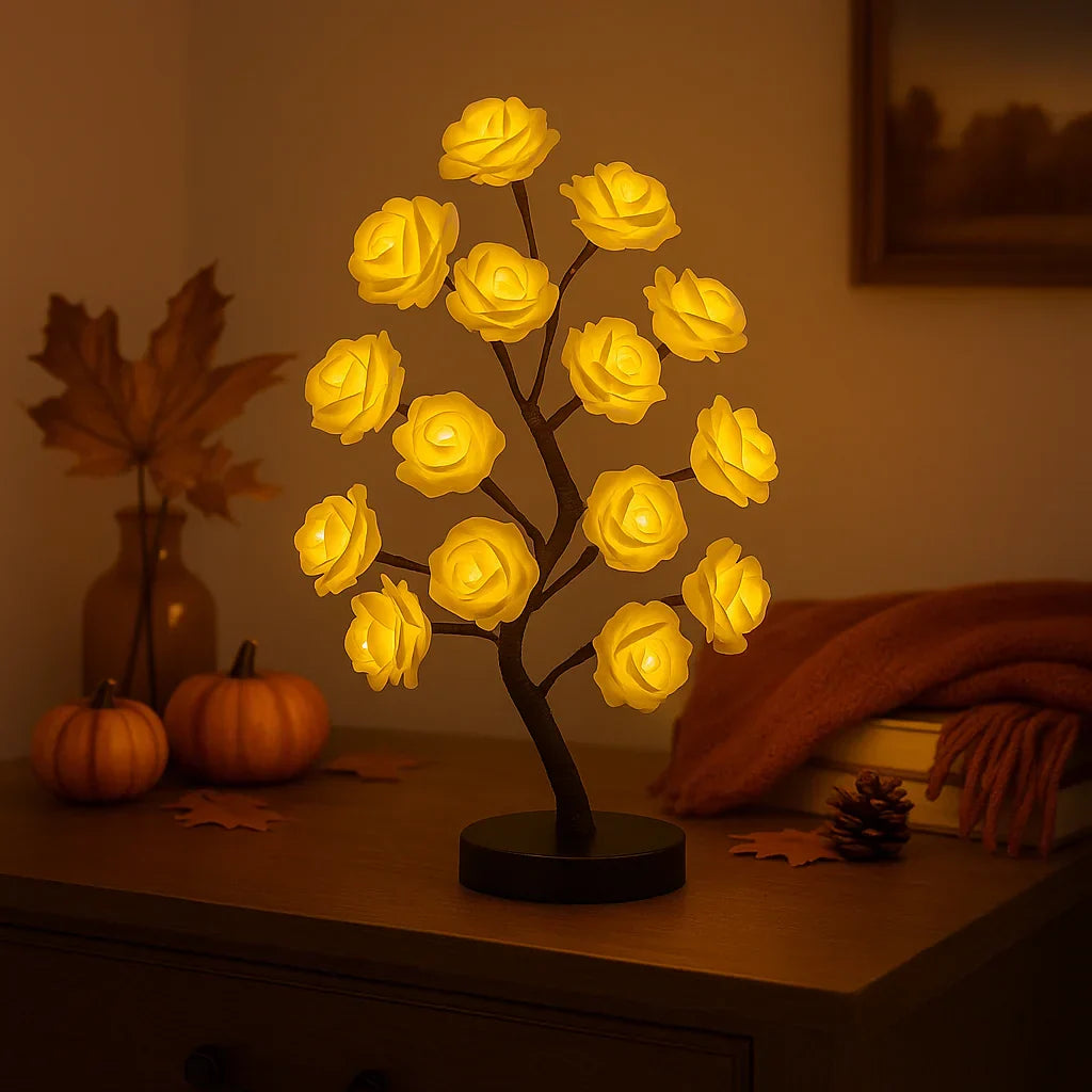 Decorative LED Flower Tree with Pink Blossoms for Ambient Indoor Lighting 40cm | Sansoti