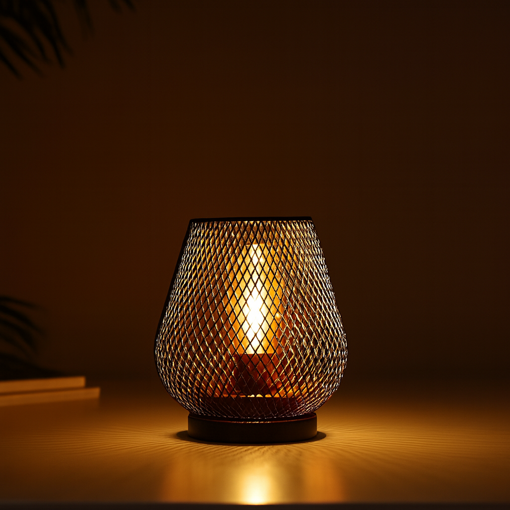 Draadloze Metalen Tafellamp met Warm LED-licht en Sierlijk Patroon – Sfeerlicht voor binnen & buiten | Sansoti