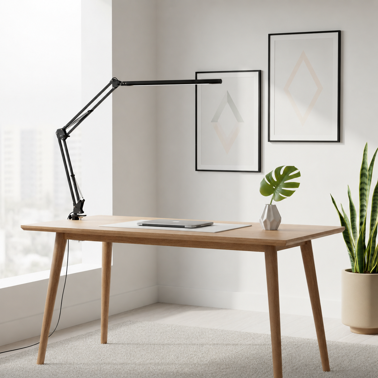 Bureaulamp LED met Klem Dimbaar Zwart 360° Flexibele Arm Oogvriendelijk Werkverlichting Tafellamp Studeerlamp | Sansoti