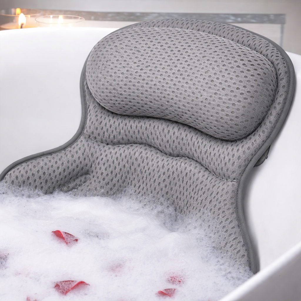 Ergonomisch Badkussen met Neksteun en Rugondersteuning – 4D-Mesh Ademend | Sansoti
