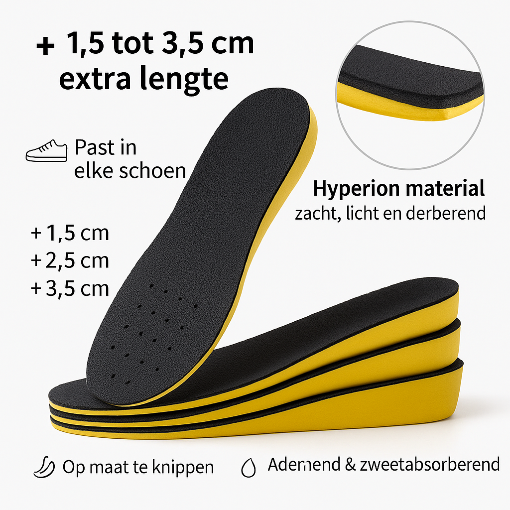 Hoogteverhogende Inlegzolen voor Schoenen – Discreet Formaat en Extra Comfort | Sansoti