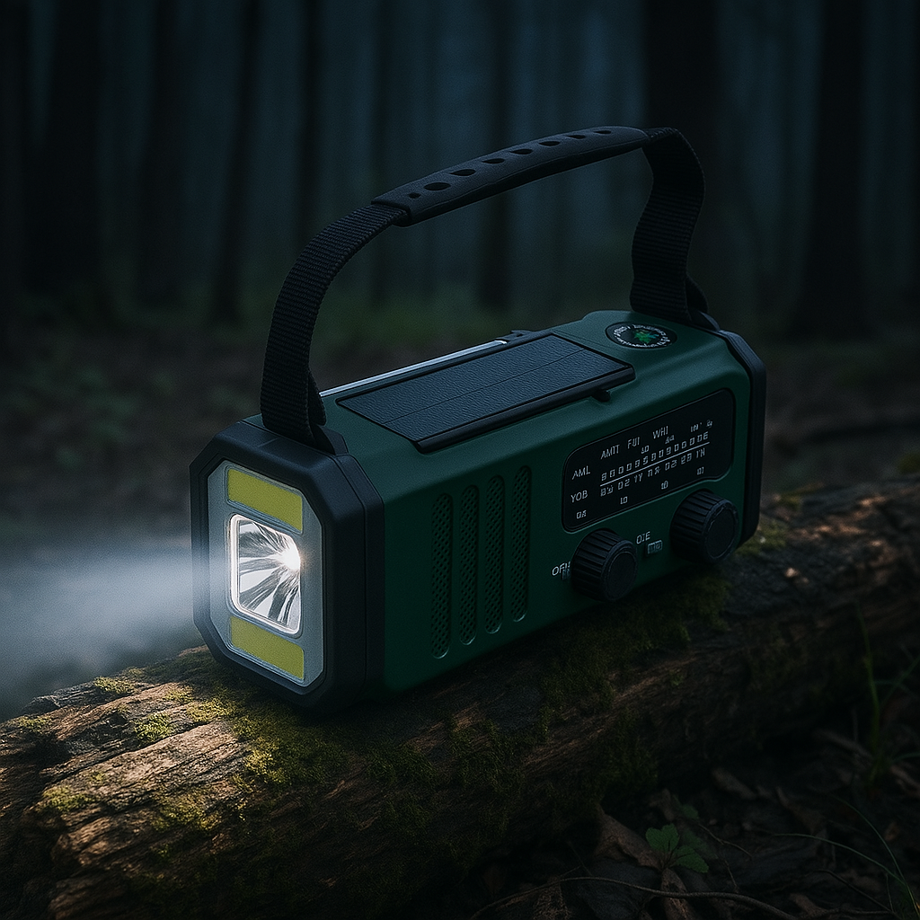 Radio d’urgence avec panneau solaire et manivelle – Batterie externe et lampe torche LED pour le camping en plein air et les situations d’urgence | Sansoti