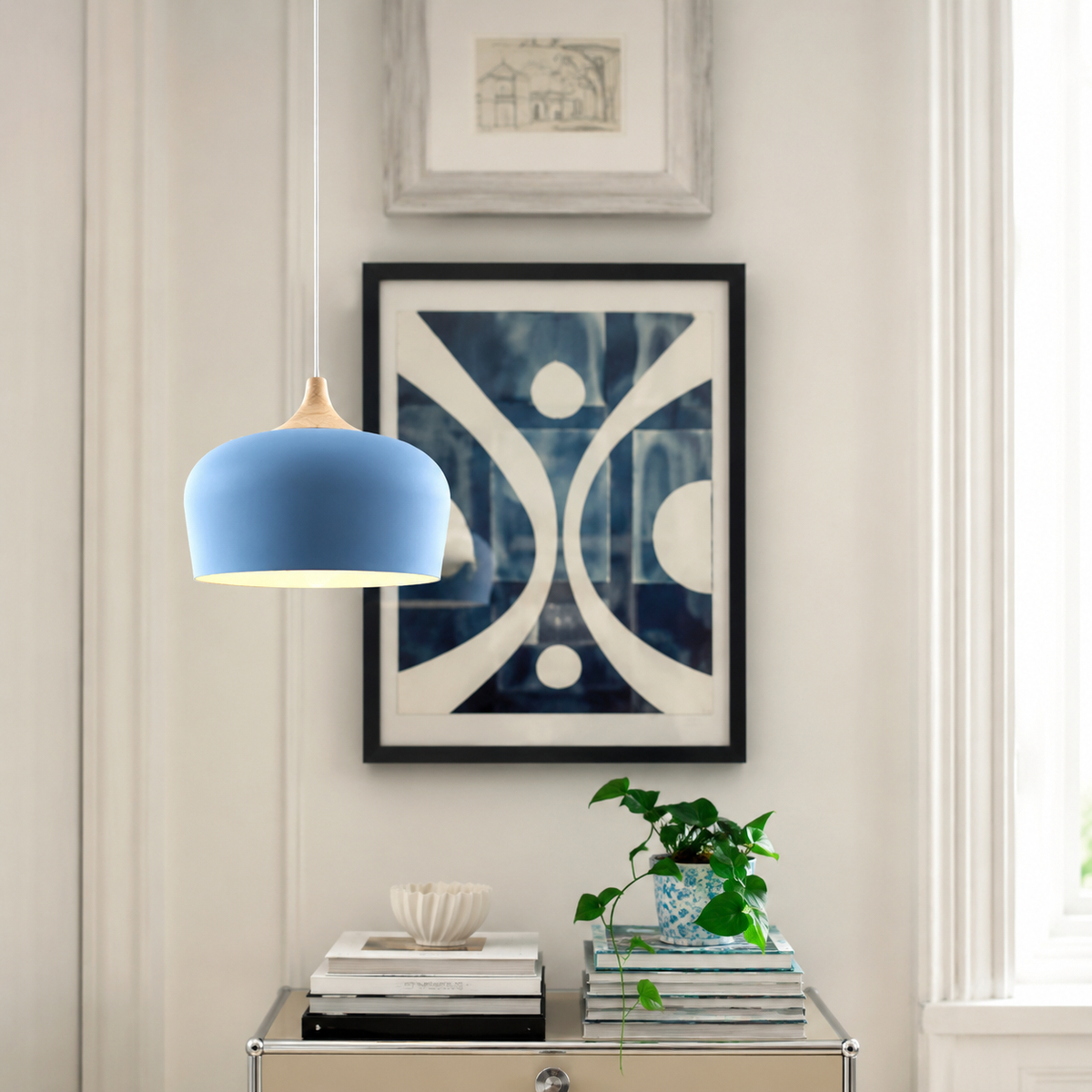 Pendelleuchte mit höhenverstellbarem Aluminium-Schirm für Tisch, Küche, Esszimmer, Leseecke und Schlafzimmer, stimmungsvolle Beleuchtung | Sansoti