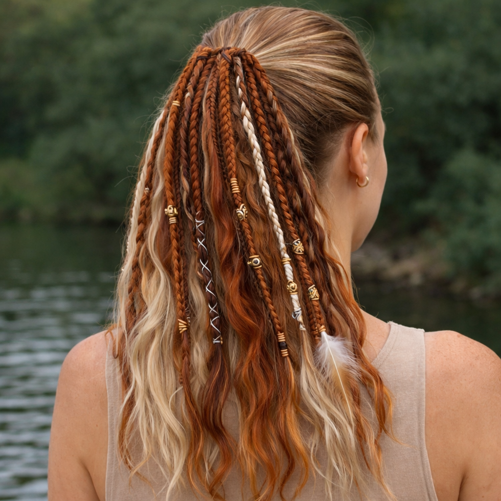 Extension capillaire bohème en queue-de-cheval 50cm, cheveux synthétiques, 8 mèches dreadlocks, accessoire de tressage coloré | Sansoti