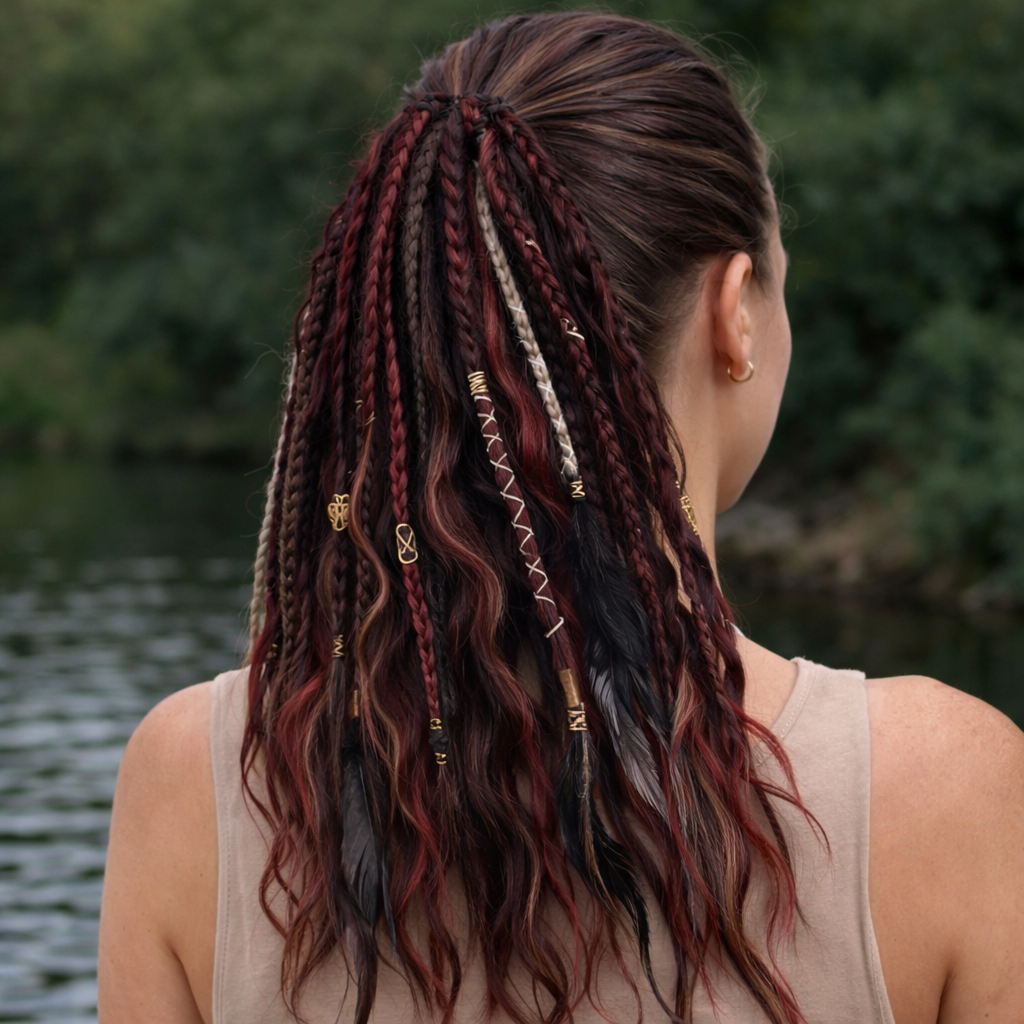 Extension capillaire bohème en queue-de-cheval 50cm, cheveux synthétiques, 8 mèches dreadlocks, accessoire de tressage coloré | Sansoti