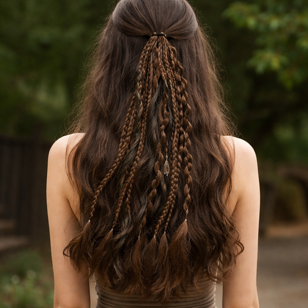 Extension capillaire bohème en queue-de-cheval 50cm, cheveux synthétiques, 8 mèches dreadlocks, accessoire de tressage coloré | Sansoti