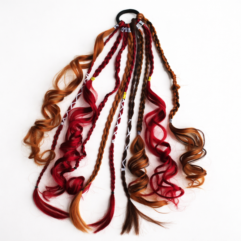 Extension capillaire bohème en queue-de-cheval 50cm, cheveux synthétiques, 8 mèches dreadlocks, accessoire de tressage coloré | Sansoti
