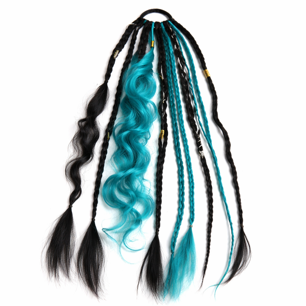 Extension capillaire bohème en queue-de-cheval 50cm, cheveux synthétiques, 8 mèches dreadlocks, accessoire de tressage coloré | Sansoti