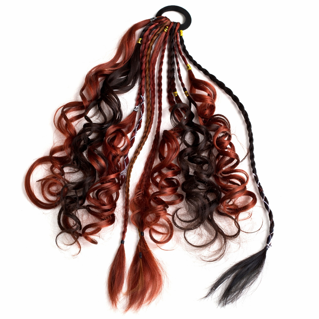 Extension capillaire bohème en queue-de-cheval 50cm, cheveux synthétiques, 8 mèches dreadlocks, accessoire de tressage coloré | Sansoti