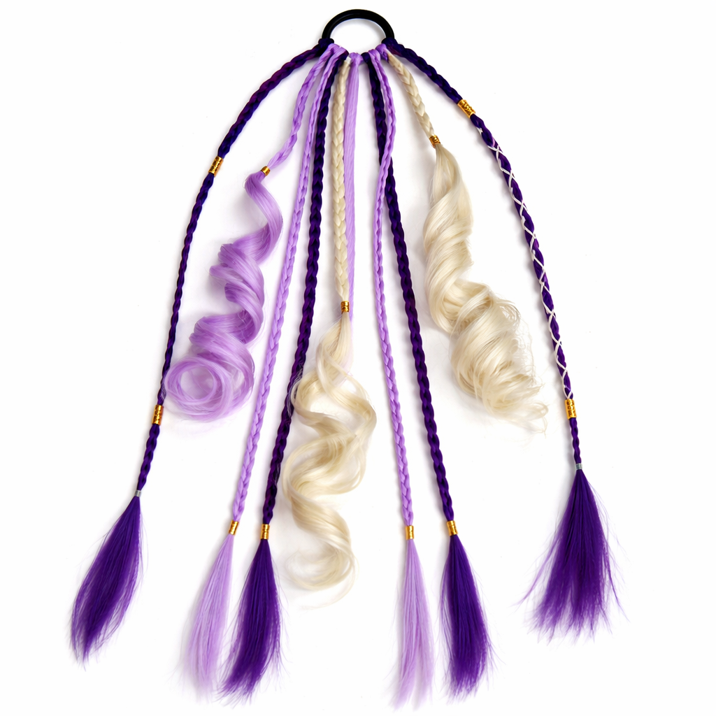 Extension capillaire bohème en queue-de-cheval 50cm, cheveux synthétiques, 8 mèches dreadlocks, accessoire de tressage coloré | Sansoti