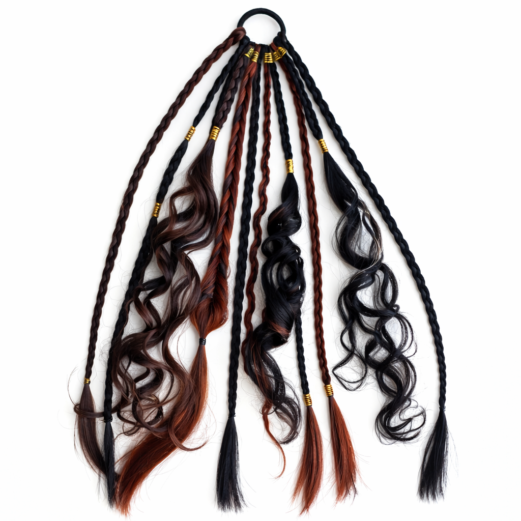 Extension capillaire bohème en queue-de-cheval 50cm, cheveux synthétiques, 8 mèches dreadlocks, accessoire de tressage coloré | Sansoti