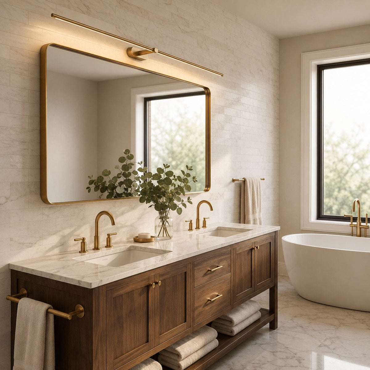 Adjustable Linear Wall Light Metal Fixture With Integrated LED Lighting For Bathroom Mirror | Sansoti