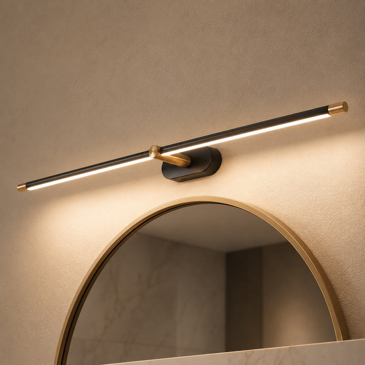 Adjustable Linear Wall Light Metal Fixture With Integrated LED Lighting For Bathroom Mirror | Sansoti