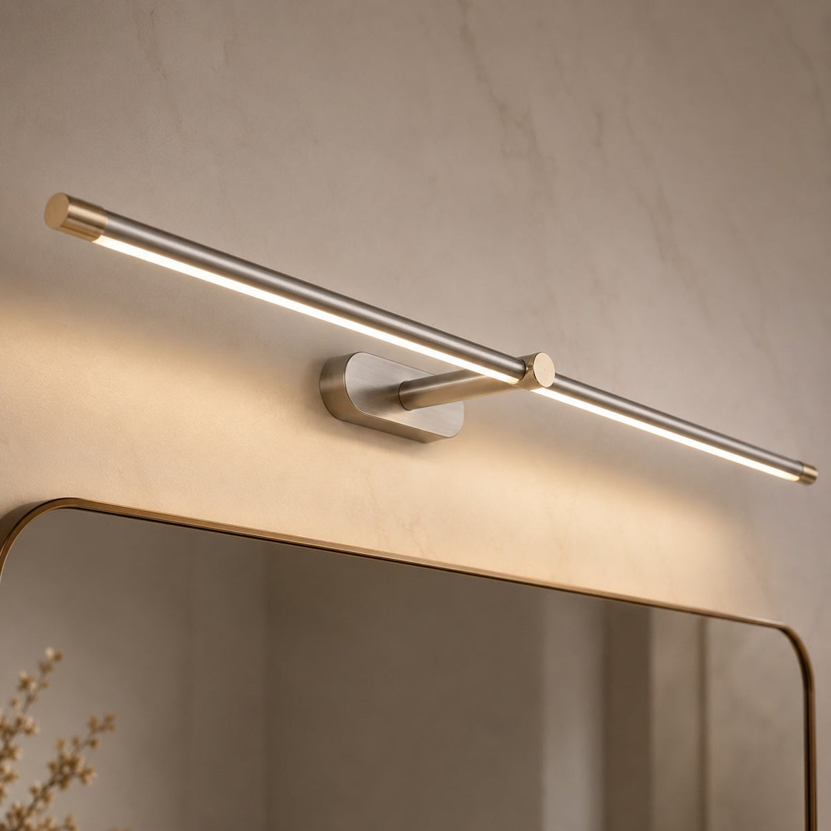 Adjustable Linear Wall Light Metal Fixture With Integrated LED Lighting For Bathroom Mirror | Sansoti