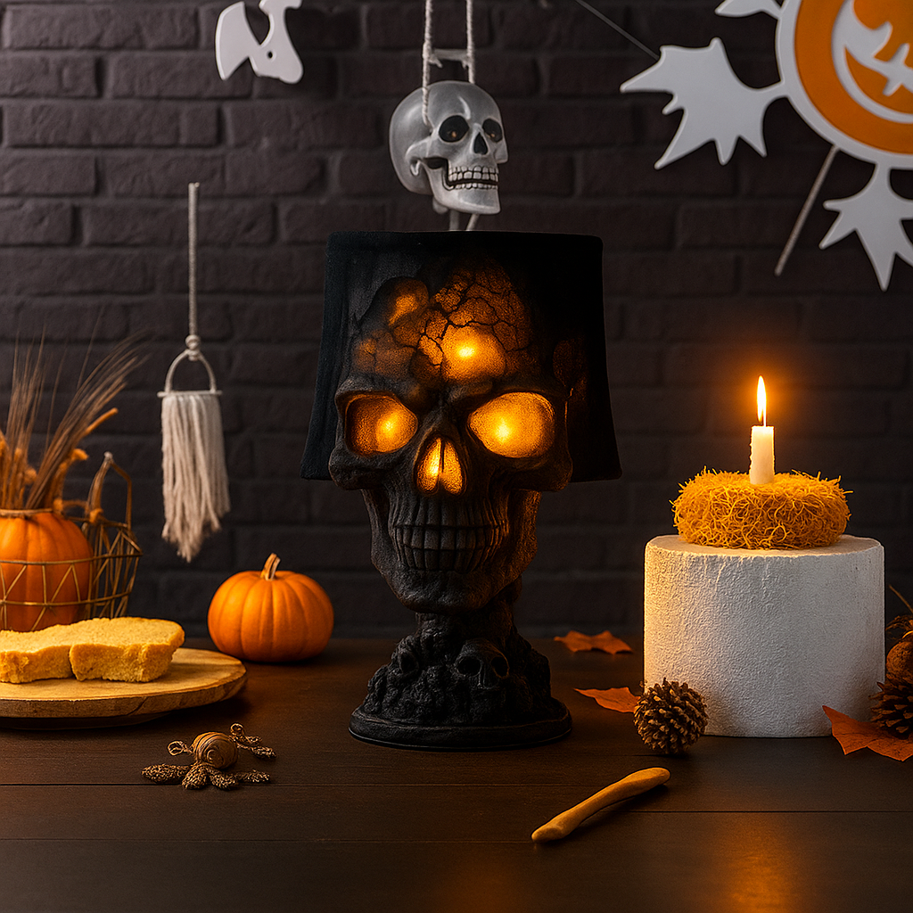 Skull Lava Lamp Red-Orange 20cm Mood Lighting Decorative Table Lamp with Flowing Effect Modern Design | Sansoti