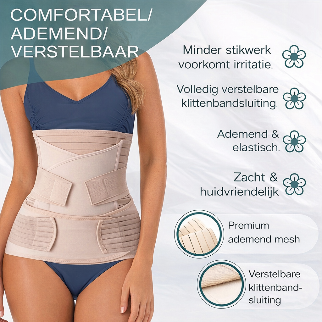 3-in-1 Postpartum Buikband – Verstelbare Herstelband voor Buik, Taille & Bekken | Sansoti