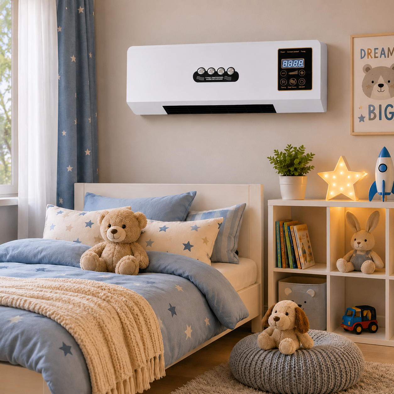 Ruimteklimaatsysteem 2-in-1 Ventilator & Verwarming 1800W met Afstandsbediening Wandmontage Wit | Sansoti