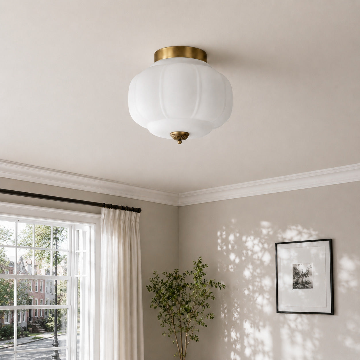 Plafondlamp Melkglas Glazen Kap Moderne Verlichting Scandinavische Stijl Woonkamer Eetkamer Slaapkamer Flush Mount | Sansoti