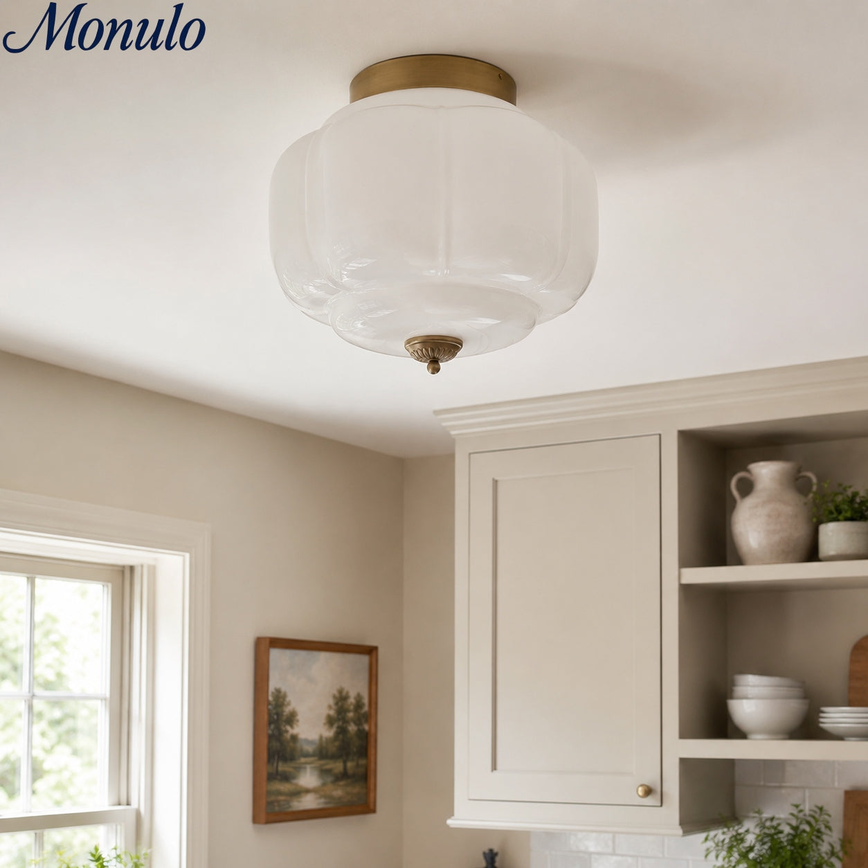 Plafondlamp Melkglas Glazen Kap Moderne Verlichting Scandinavische Stijl Woonkamer Eetkamer Slaapkamer Flush Mount | Sansoti