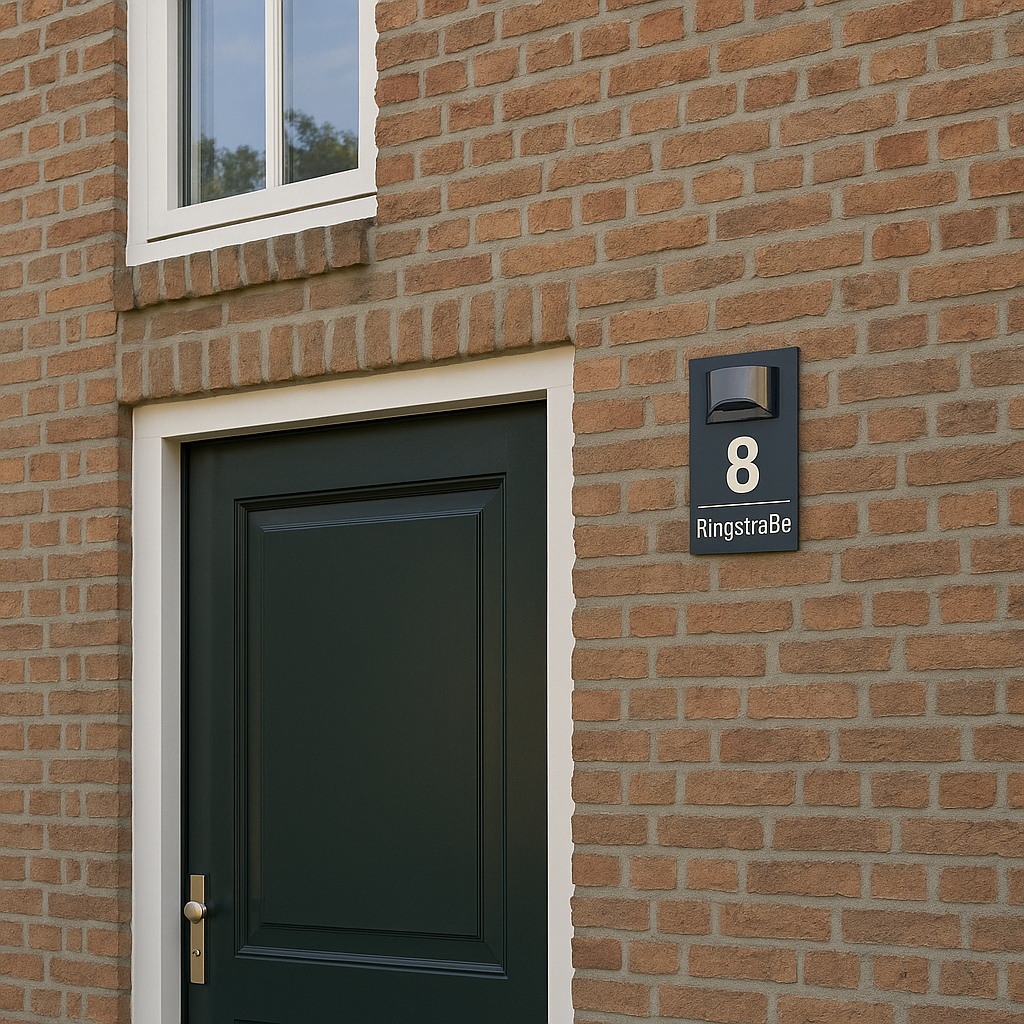 Op Zonne-energie Verlichte Huisnummer met Zwevend Effect Modern Acryl Naambord voor Buiten | Sansoti