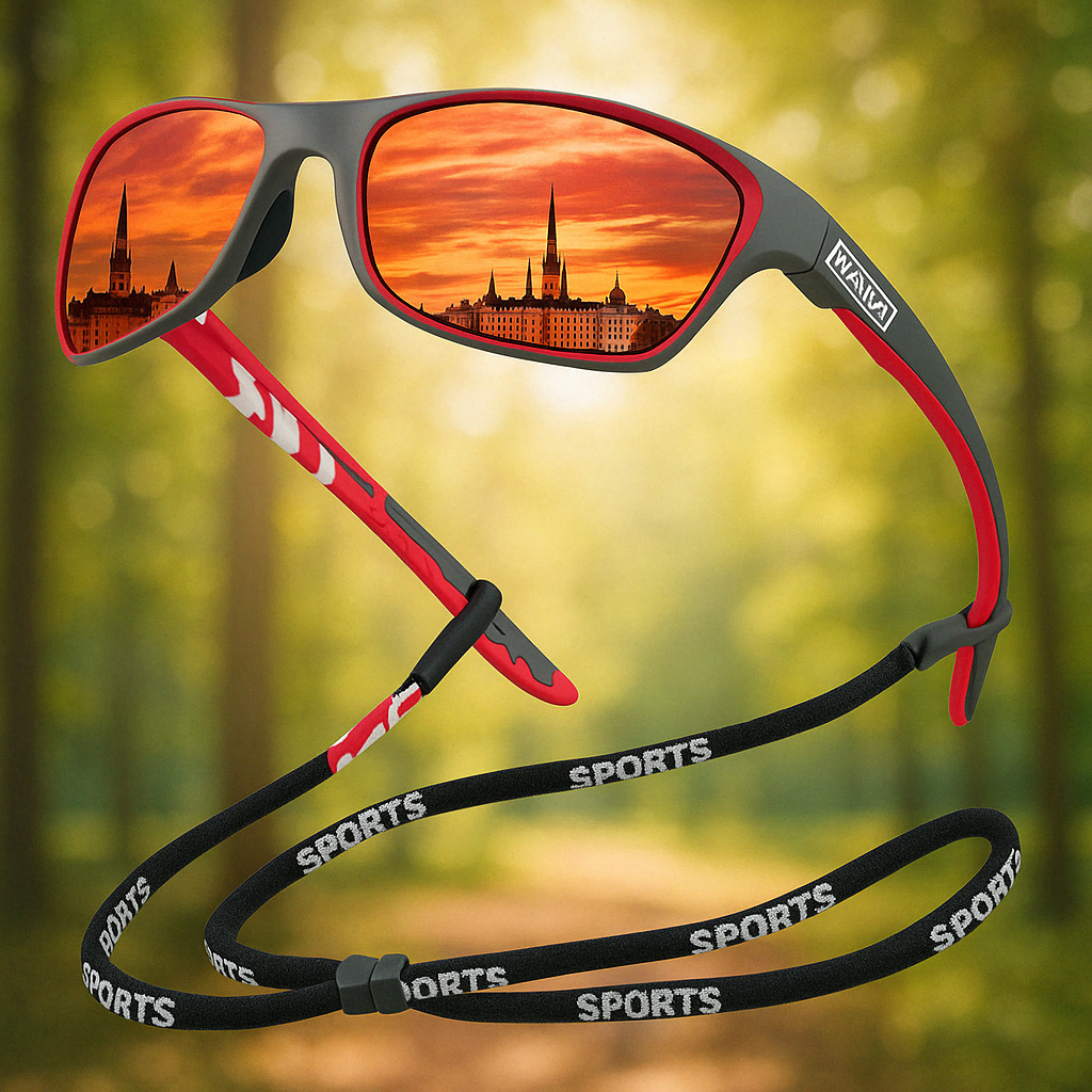 Sporty Polarized Sunglasses – UV400 Protection – Wrap-Around Design for Cycling, Running & Outdoor Activities | Lightweight Anti-Reflective Glasses | Sansoti
