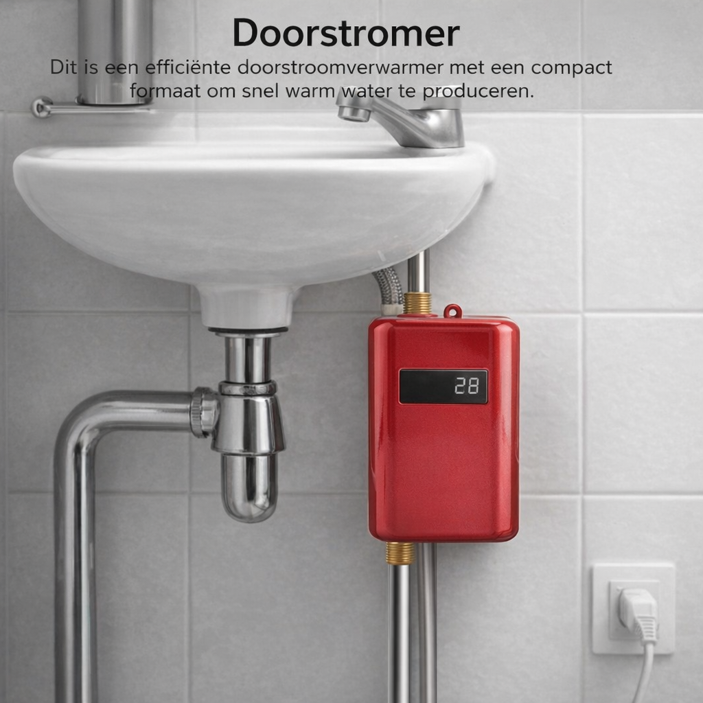 Tankloze Doorstroomverwarmer 3.8kW – Compacte Elektrische Boiler met Temperatuurbeveiliging en Direct Heet Water – 60°C Slimme Heetwaterverwarmer voor Keuken en Badkamer | Sansoti