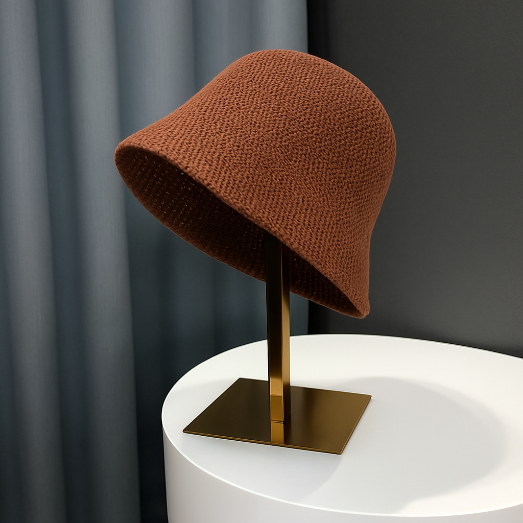 Dzianinowy kapelusz typu bucket hat dla kobiet, poliester, beżowy, khaki, czarny lub różowy, ochrona przeciwsłoneczna, składany kapelusz letni na plażę | Sansoti