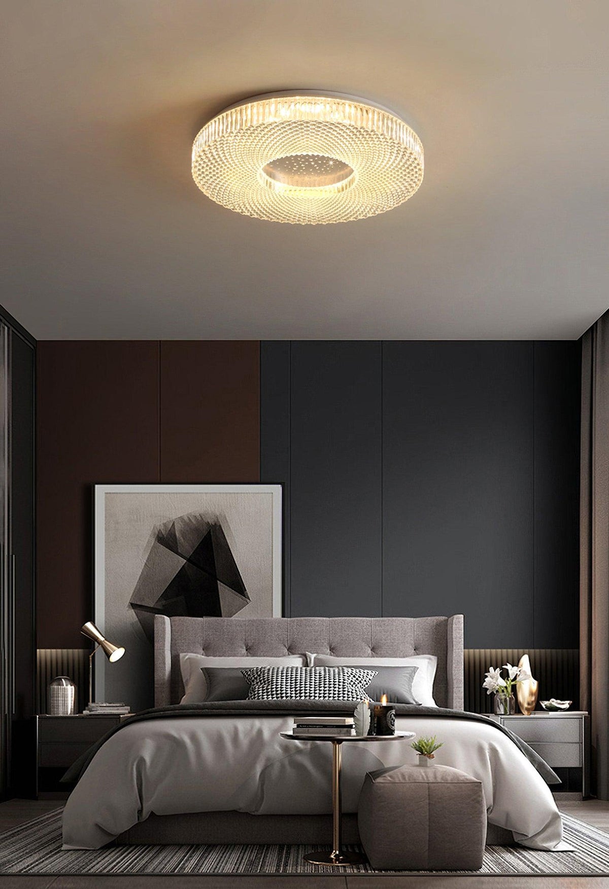 Plafonnier Acrylique LED Moderne Doré Blanc 40cm 50cm Variable Salon Chambre Hall Éclairage encastré Design | Sansoti
