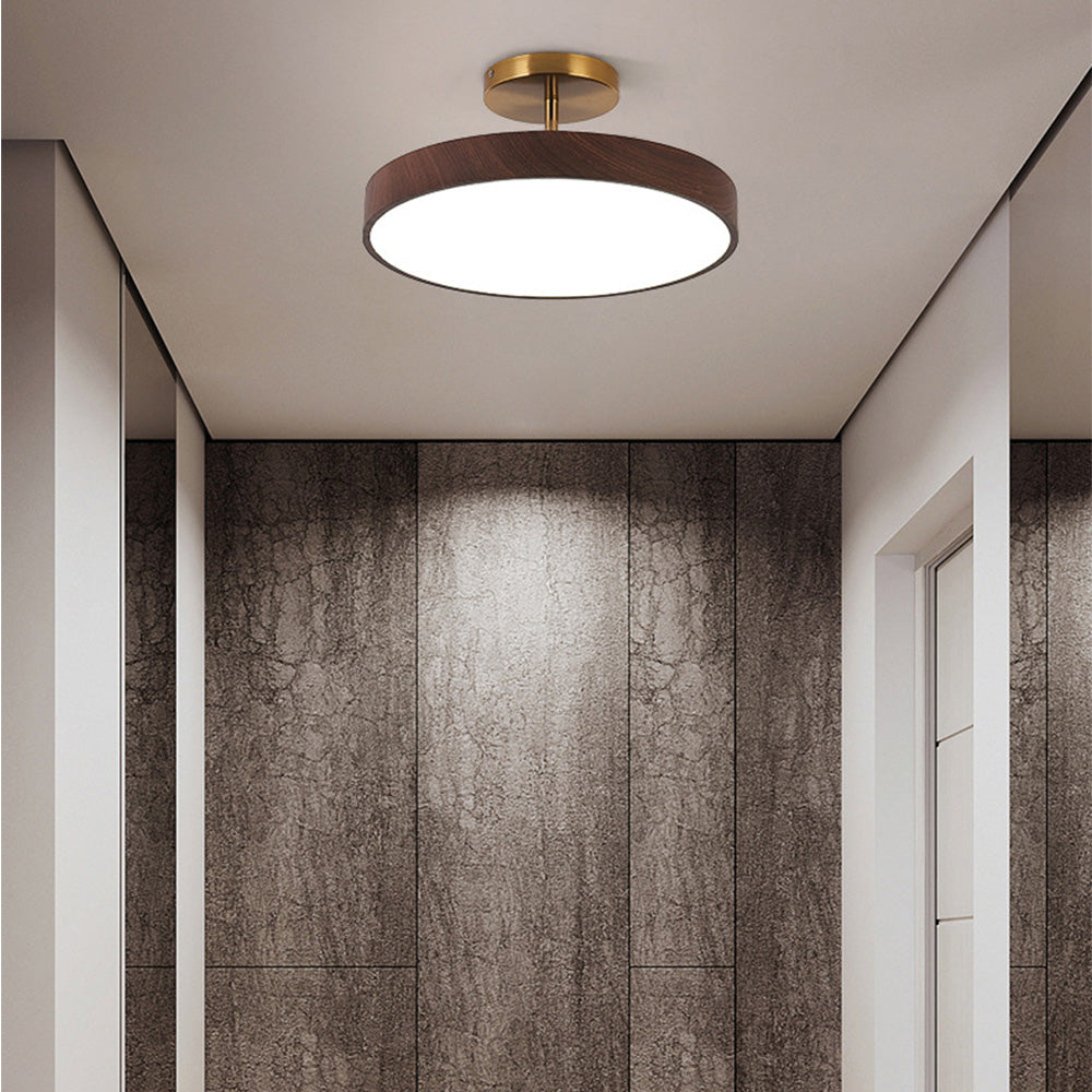 LED-Deckenleuchte Holzoptik Gold Rund Halbaufbau Wohnzimmer Schlafzimmer Esszimmer Design Deckenbeleuchtung | Restfield