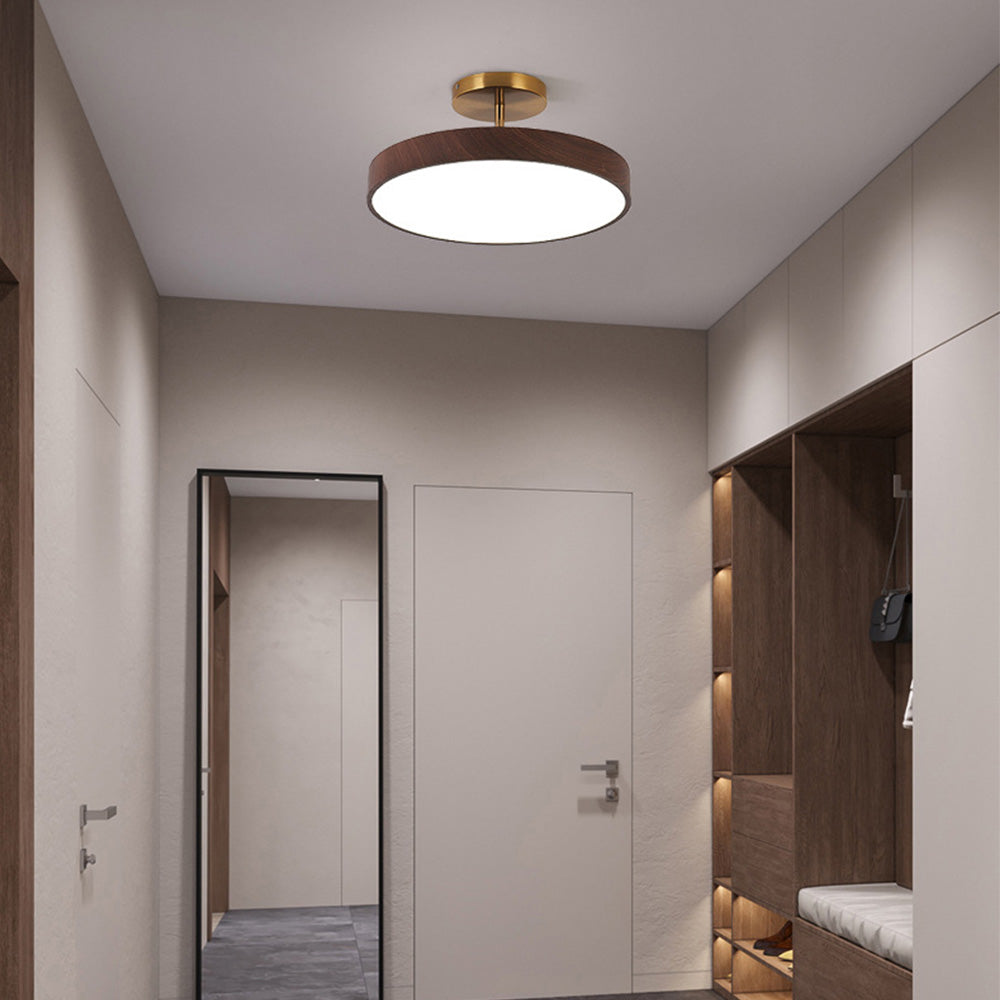 LED-Deckenleuchte Holzoptik Gold Rund Halbaufbau Wohnzimmer Schlafzimmer Esszimmer Design Deckenbeleuchtung | Restfield
