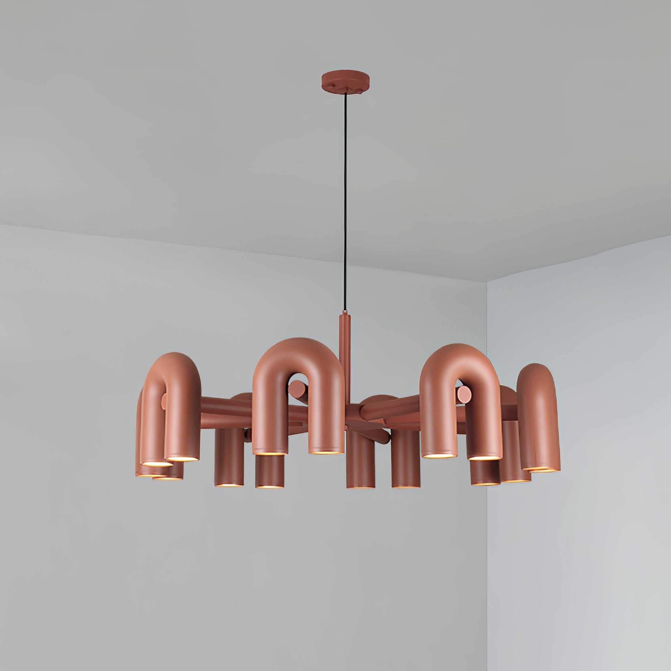 Modulaire Kroonluchter met U-Vormige Armen – Verstelbaar Design – Zwart, Grijs, Oranje of Blauw – 3, 4, 6 of 8 Lichtpunten – Modern Statement | Sansoti