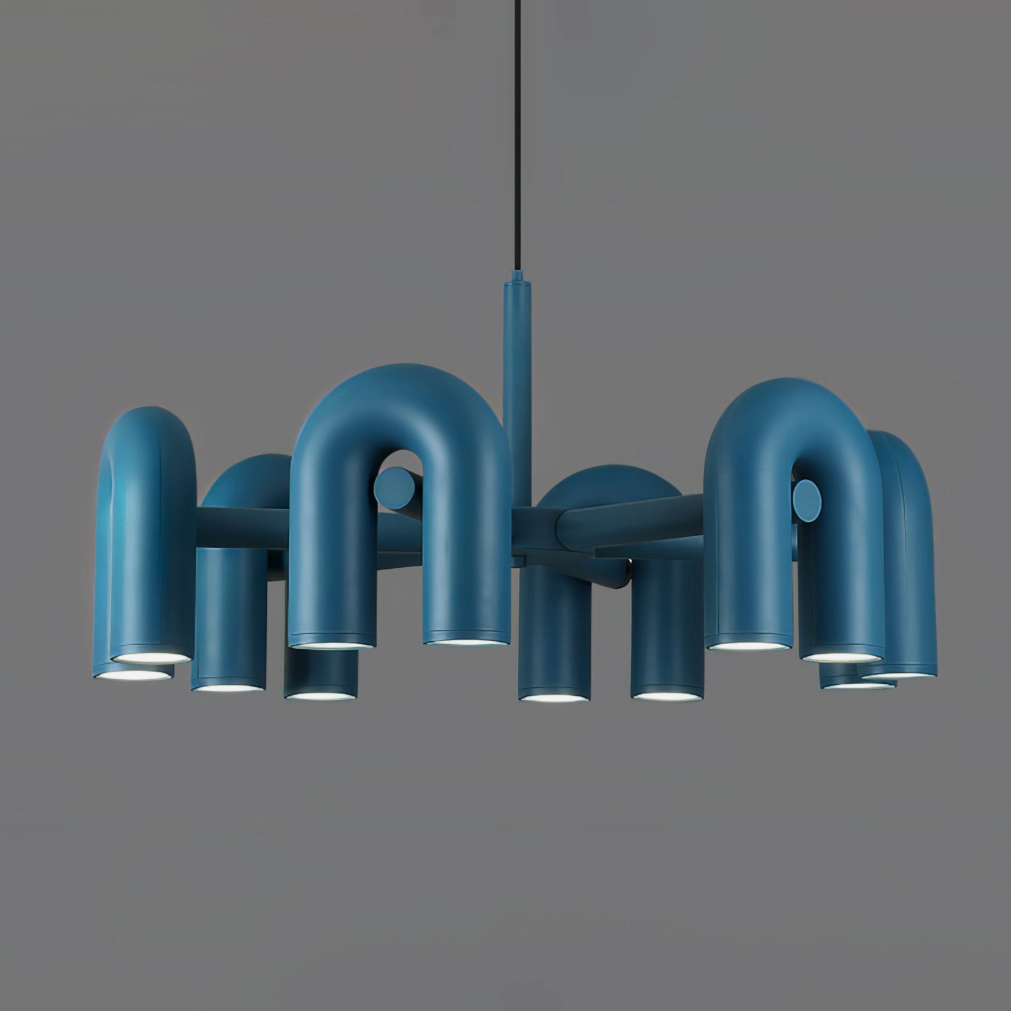 Modulaire Kroonluchter met U-Vormige Armen – Verstelbaar Design – Zwart, Grijs, Oranje of Blauw – 3, 4, 6 of 8 Lichtpunten – Modern Statement | Sansoti