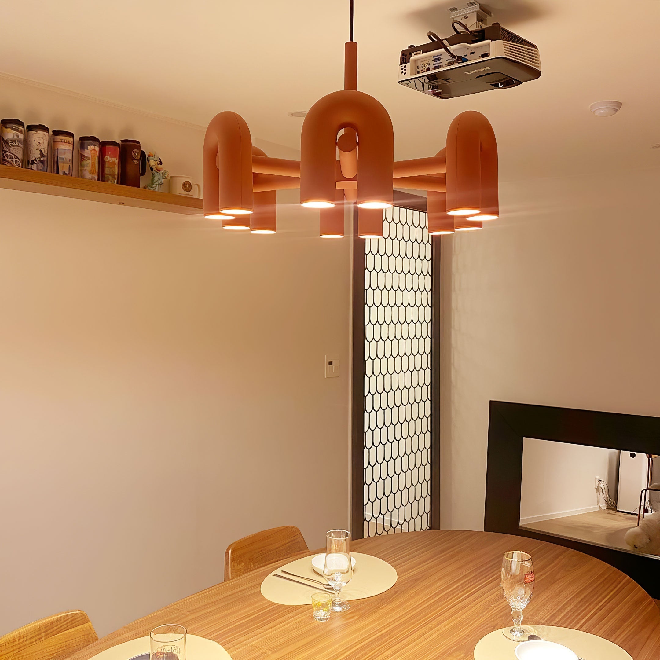 Modulaire Kroonluchter met U-Vormige Armen – Verstelbaar Design – Zwart, Grijs, Oranje of Blauw – 3, 4, 6 of 8 Lichtpunten – Modern Statement | Sansoti