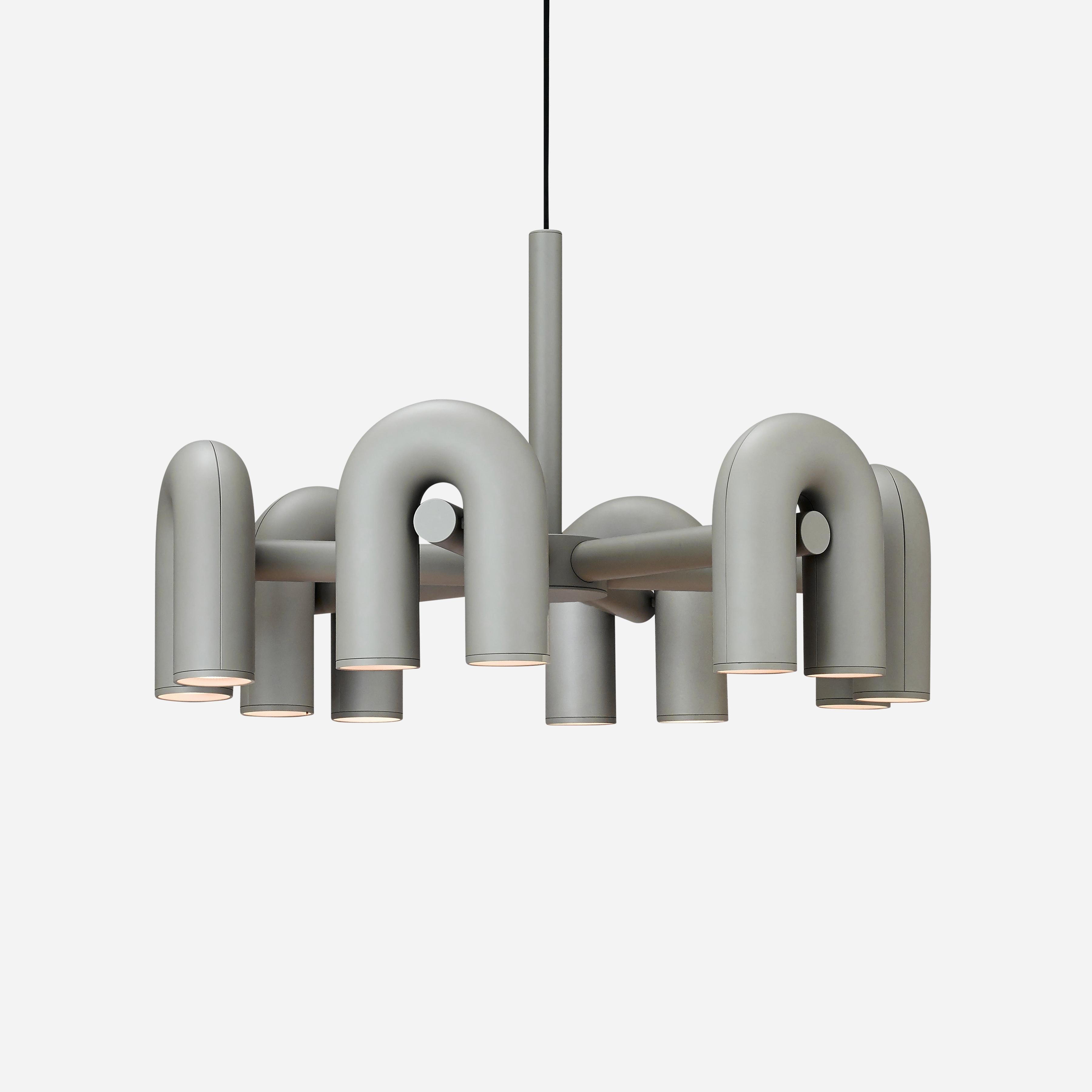 Modulaire Kroonluchter met U-Vormige Armen – Verstelbaar Design – Zwart, Grijs, Oranje of Blauw – 3, 4, 6 of 8 Lichtpunten – Modern Statement | Sansoti