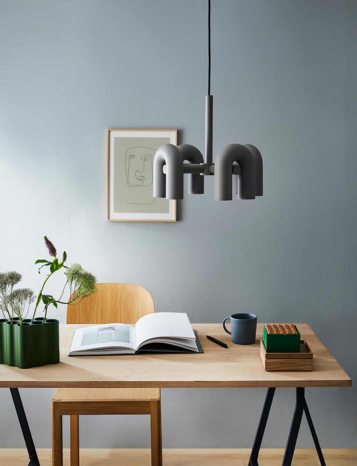Modulaire Kroonluchter met U-Vormige Armen – Verstelbaar Design – Zwart, Grijs, Oranje of Blauw – 3, 4, 6 of 8 Lichtpunten – Modern Statement | Sansoti