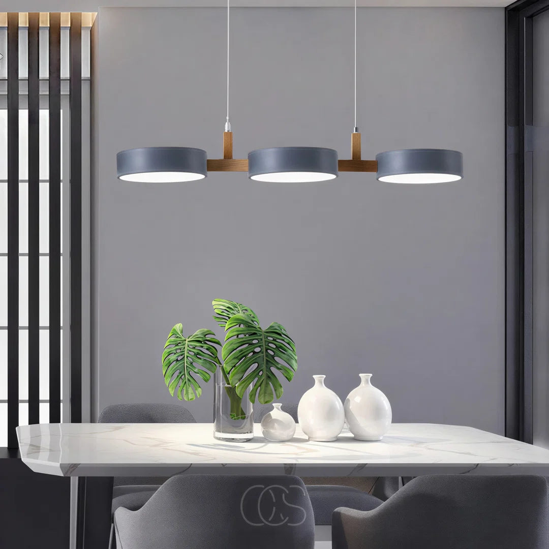 Ronde hanglamp met houten details 77cm LED verlichting eetkamer woonkamer keuken scandinavisch design | Sansoti