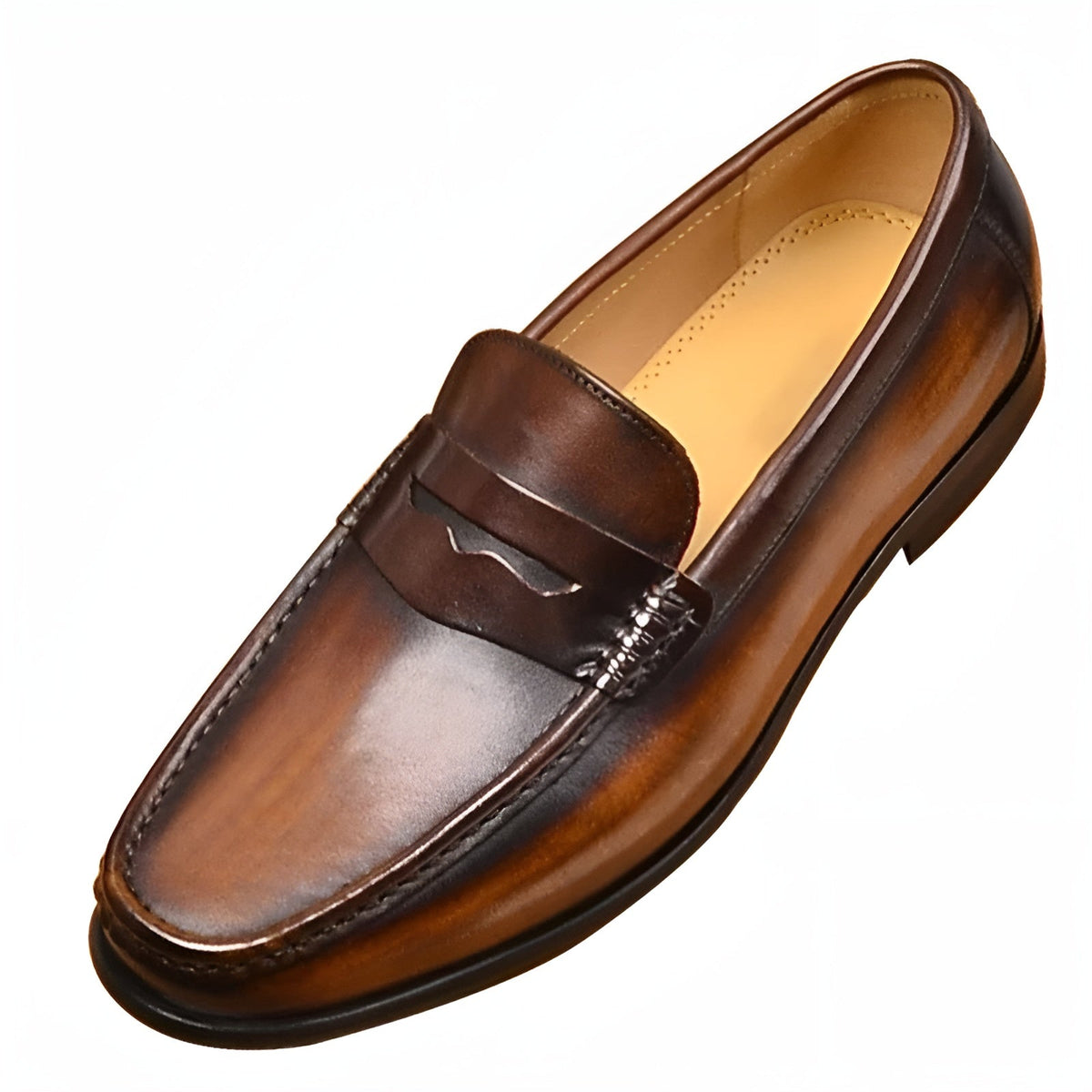 Classic Men's Slip-On Shoes with Moccasin Toe and Penny Strap, Business, Smooth Leather, Formal, Comfortable, Elegant | Sansoti