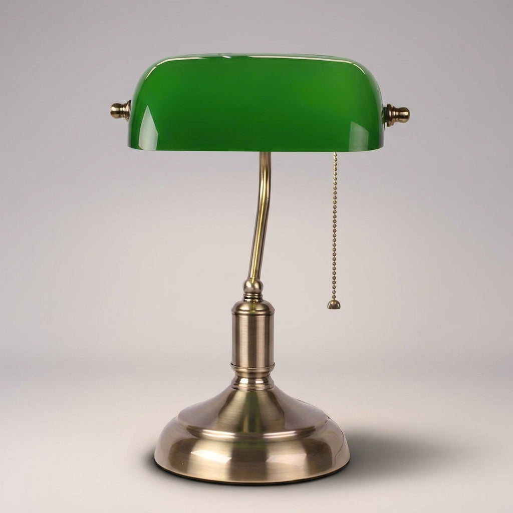 Bankierslampe mit Glasschirm und Metallsockel Vintage-Tischlampe Leselampe Antike Schreibtischlampe Warmes Licht | Sansoti