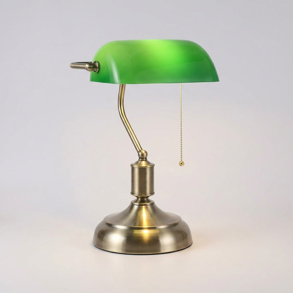 Bankierslampe mit Glasschirm und Metallsockel Vintage-Tischlampe Leselampe Antike Schreibtischlampe Warmes Licht | Sansoti