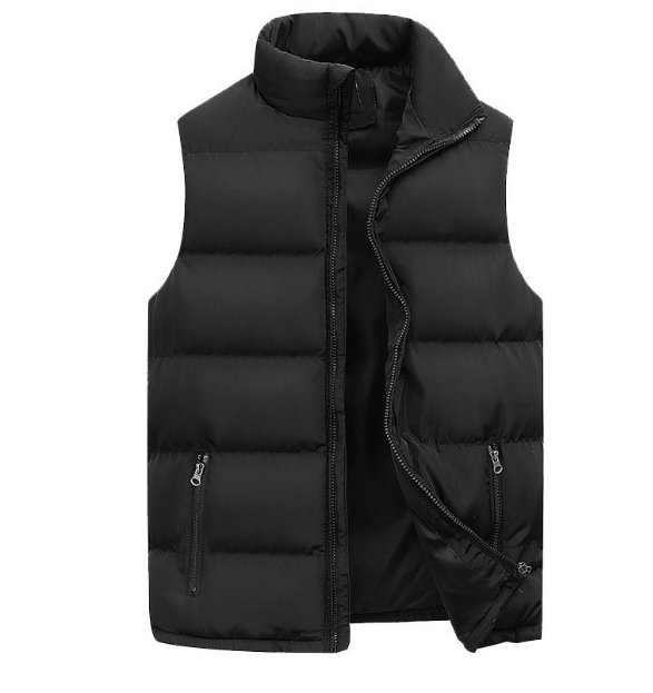 Sleeveless Padded Men's Vest with Stand-Up Collar and Zipper, Winter Jacket Outerwear | Sansoti